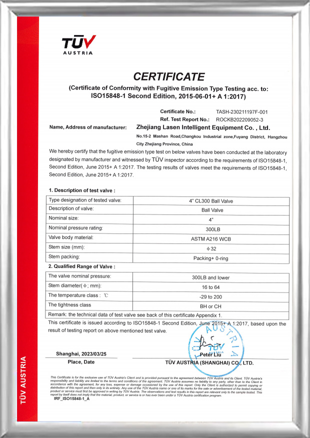 TUV ISO15848 Testimonium (4