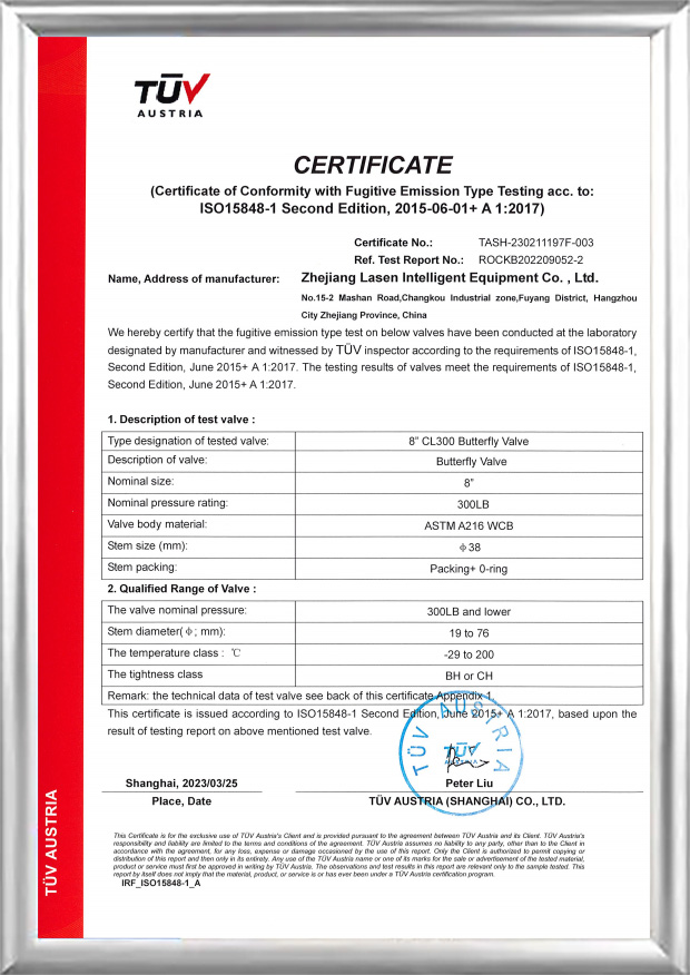 TUV ISO15848 Testimonium (8